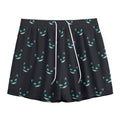 Black Cheshire Cat Pattern Print Mesh Shorts