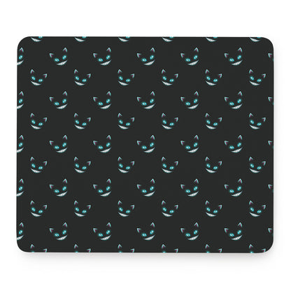 Black Cheshire Cat Pattern Print Mouse Pad