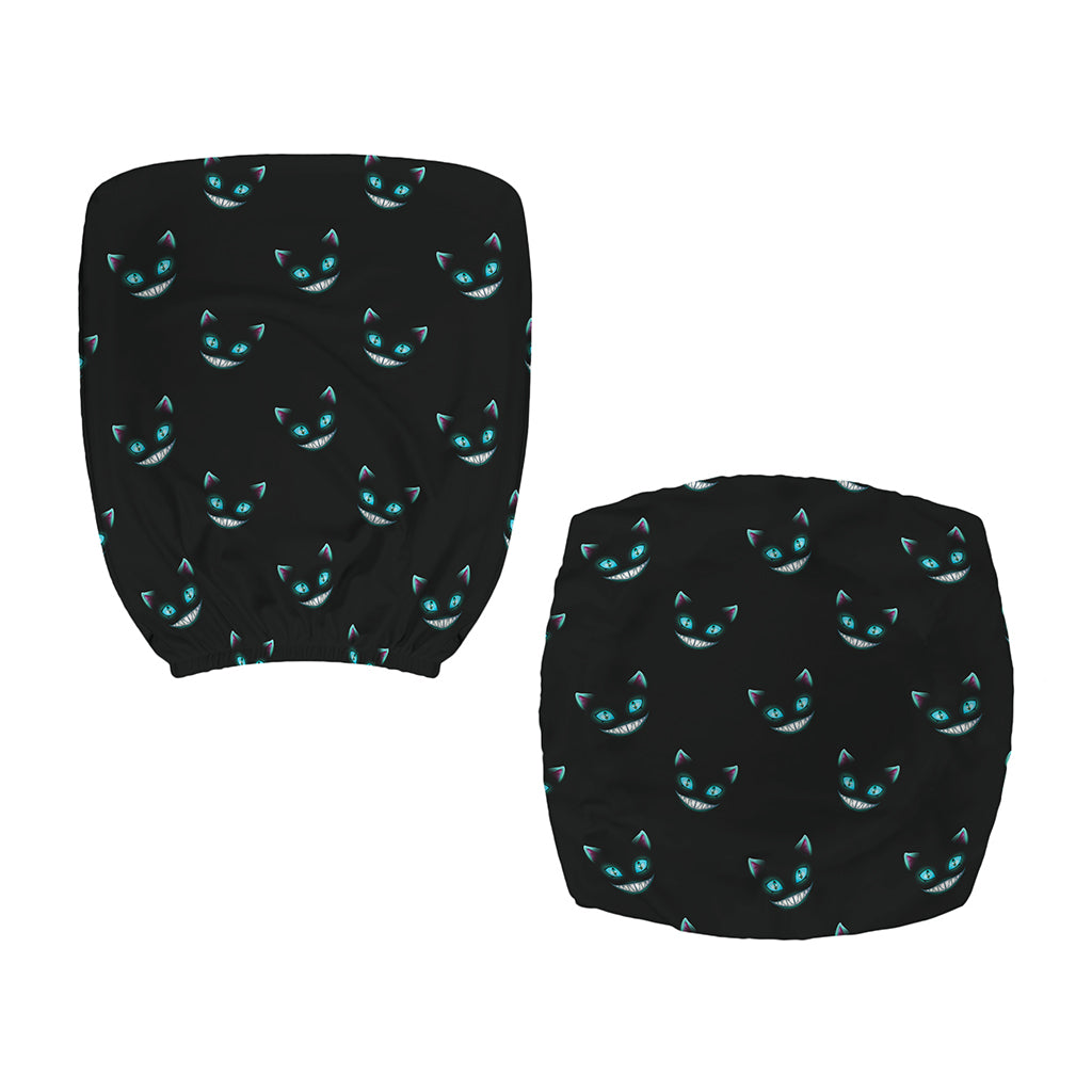 Black Cheshire Cat Pattern Print Office Chair Cover