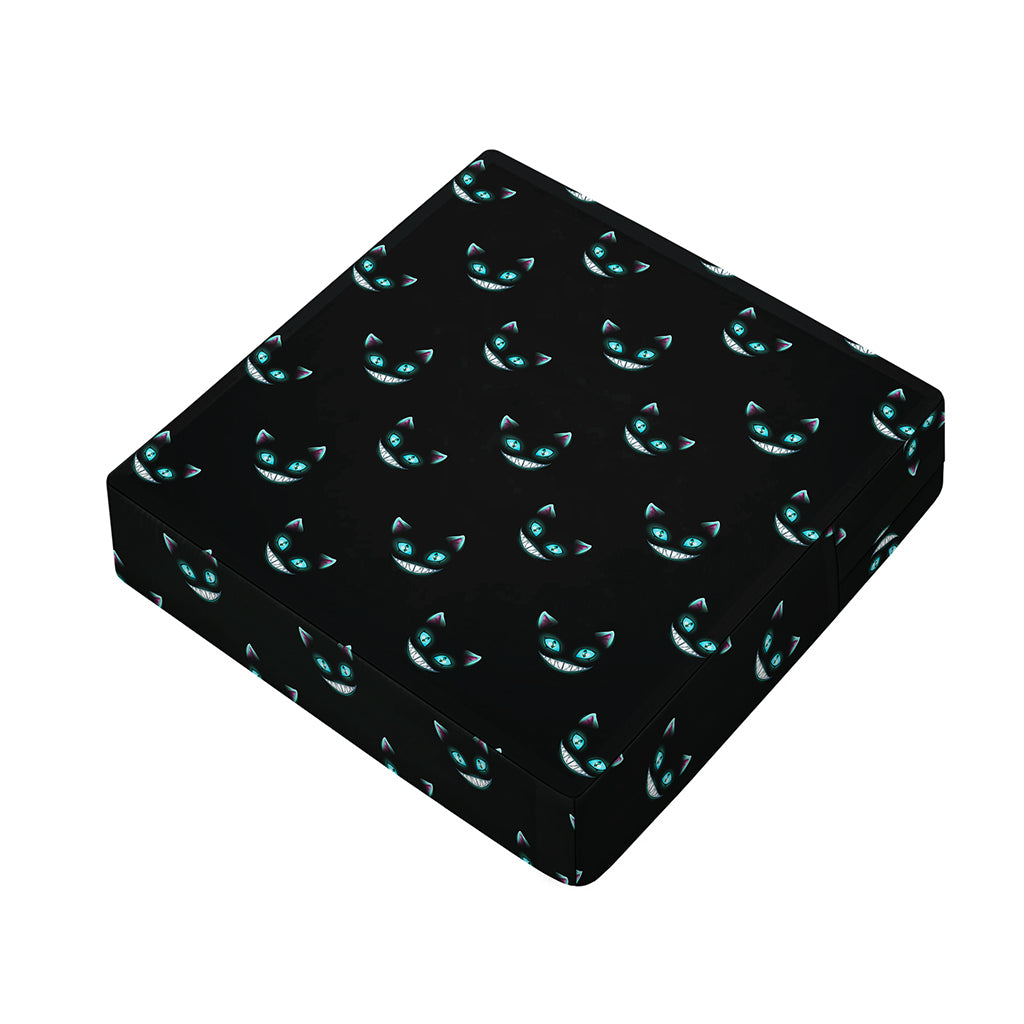 Black Cheshire Cat Pattern Print Outdoor Seat Cushion Cover