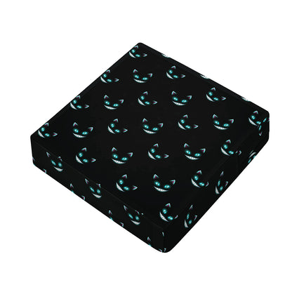 Black Cheshire Cat Pattern Print Outdoor Seat Cushion Cover