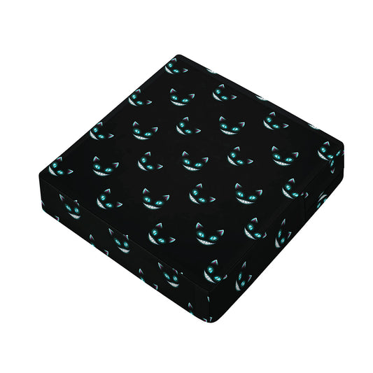 Black Cheshire Cat Pattern Print Outdoor Seat Cushion Cover