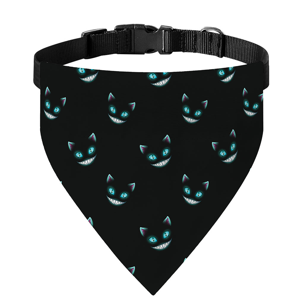 Black Cheshire Cat Pattern Print Over The Collar Dog Bandana