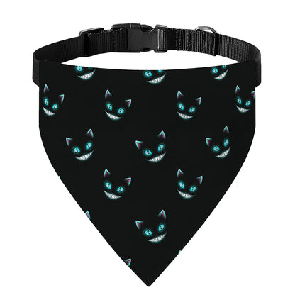 Black Cheshire Cat Pattern Print Over The Collar Dog Bandana