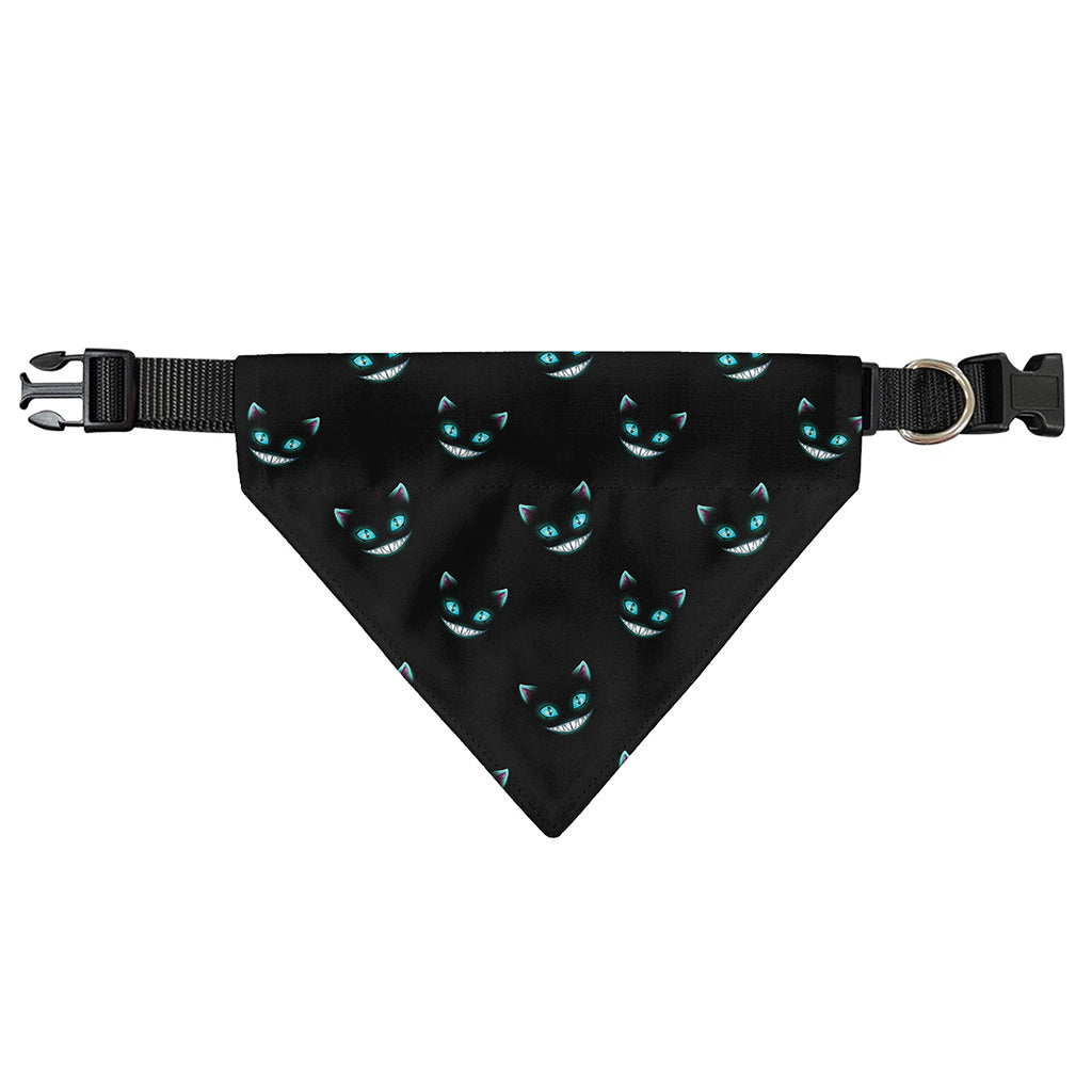 Black Cheshire Cat Pattern Print Over The Collar Dog Bandana