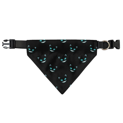 Black Cheshire Cat Pattern Print Over The Collar Dog Bandana