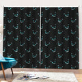 Black Cheshire Cat Pattern Print Pencil Pleat Curtains