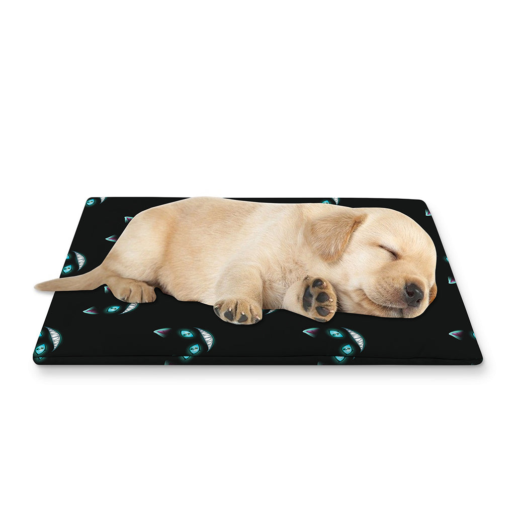 Black Cheshire Cat Pattern Print Pet Cooling Mat Cover