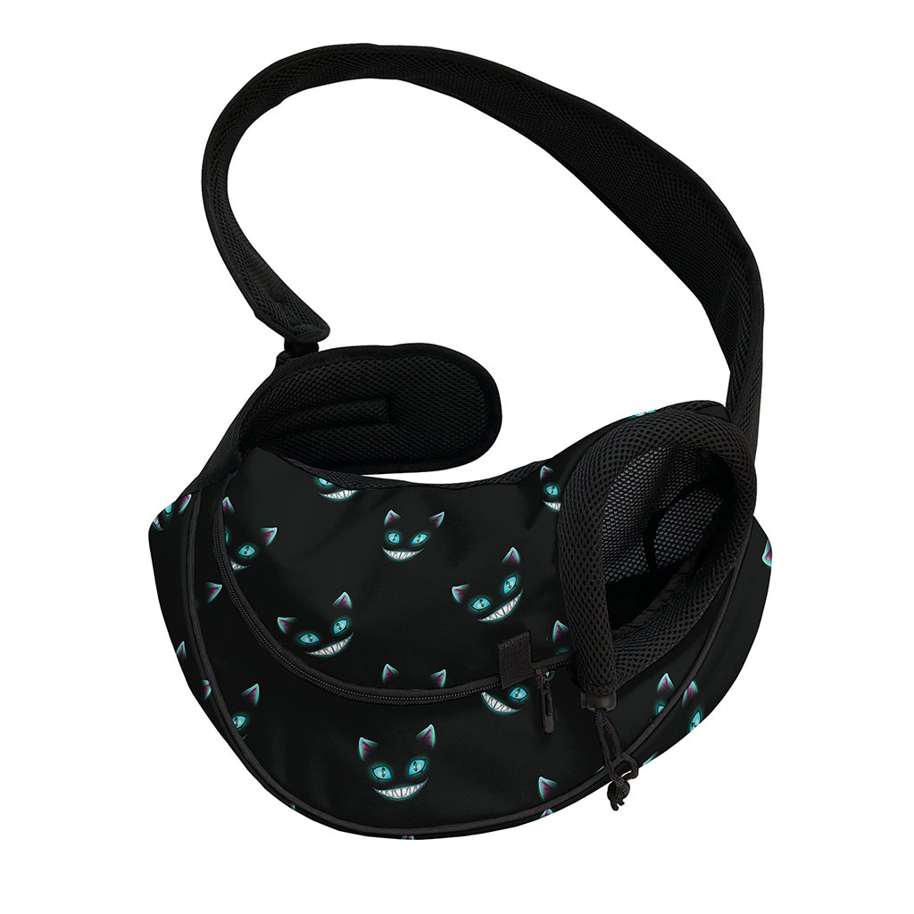 Black Cheshire Cat Pattern Print Pet Sling Carrier