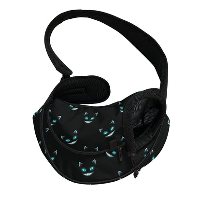 Black Cheshire Cat Pattern Print Pet Sling Carrier