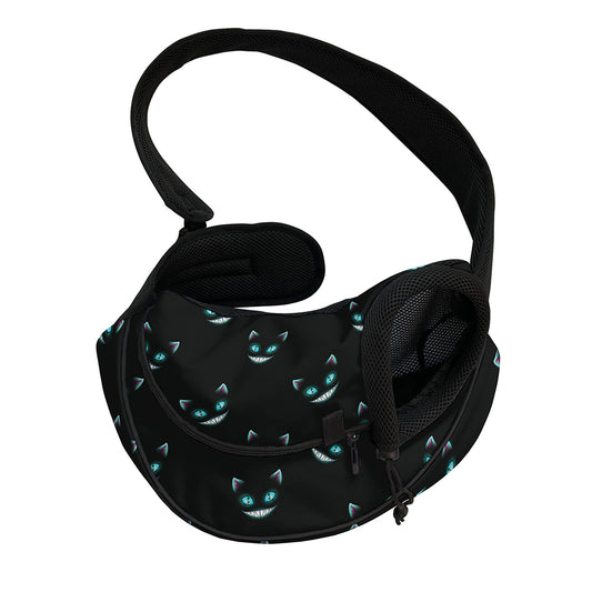 Black Cheshire Cat Pattern Print Pet Sling Carrier
