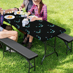 Black Cheshire Cat Pattern Print Picnic Table Cover