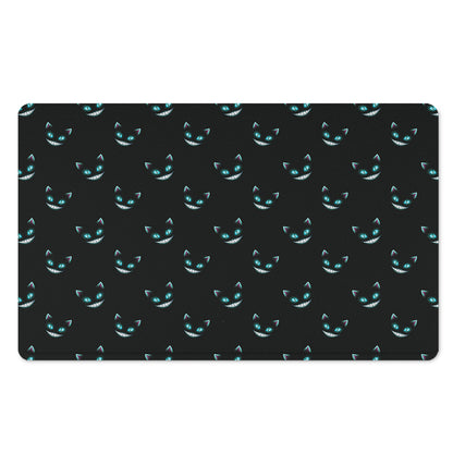 Black Cheshire Cat Pattern Print Polyester Doormat