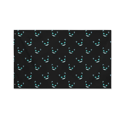 Black Cheshire Cat Pattern Print Polyester Flag