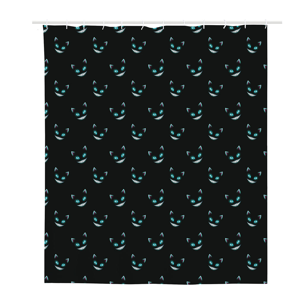 Black Cheshire Cat Pattern Print Polyester Shower Curtain