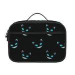 Black Cheshire Cat Pattern Print Portable Lunch Bag