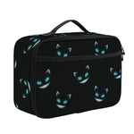 Black Cheshire Cat Pattern Print Portable Lunch Bag