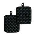 Black Cheshire Cat Pattern Print Pot Holders