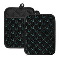 Black Cheshire Cat Pattern Print Pot Holders With Pocket