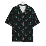 Black Cheshire Cat Pattern Print Rayon Hawaiian Shirt