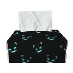 Black Cheshire Cat Pattern Print Rectangle Tissue Box Cover