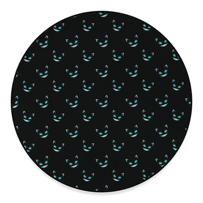 Black Cheshire Cat Pattern Print Round Floor Mat