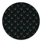 Black Cheshire Cat Pattern Print Round Floor Mat