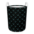 Black Cheshire Cat Pattern Print Round Laundry Basket