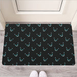 Black Cheshire Cat Pattern Print Rubber Doormat