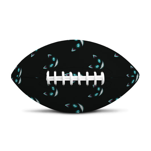 Black Cheshire Cat Pattern Print Rugby Ball