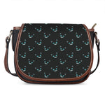 Black Cheshire Cat Pattern Print Saddle Bag