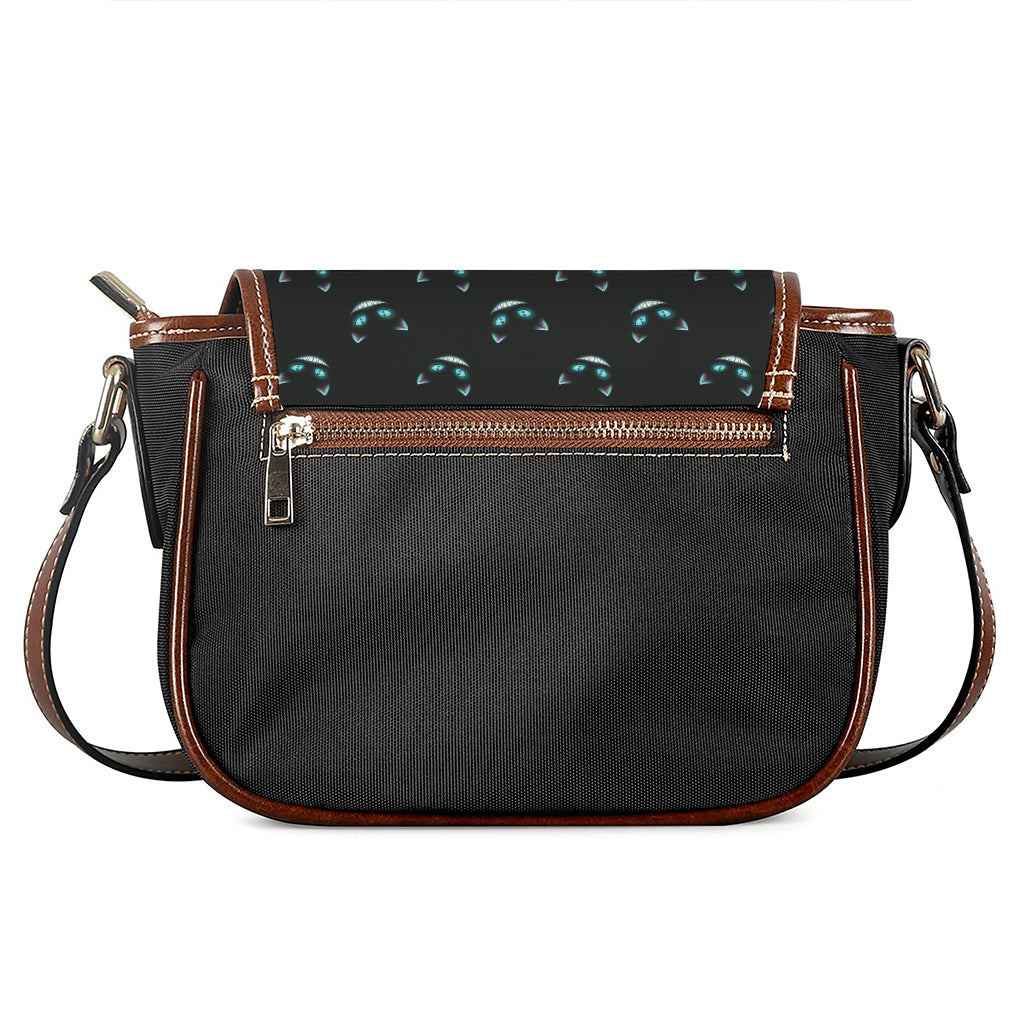 Black Cheshire Cat Pattern Print Saddle Bag
