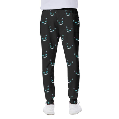 Black Cheshire Cat Pattern Print Scuba Joggers