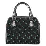 Black Cheshire Cat Pattern Print Shoulder Handbag