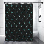 Black Cheshire Cat Pattern Print Shower Curtain
