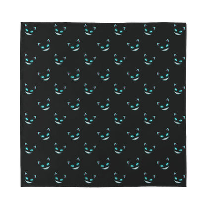 Black Cheshire Cat Pattern Print Silk Bandana