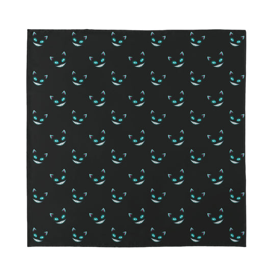 Black Cheshire Cat Pattern Print Silk Bandana