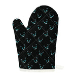 Black Cheshire Cat Pattern Print Single Oven Mitt