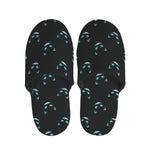 Black Cheshire Cat Pattern Print Slippers