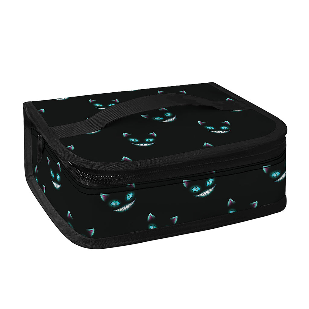 Black Cheshire Cat Pattern Print Small Lunch Bag