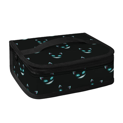 Black Cheshire Cat Pattern Print Small Lunch Bag