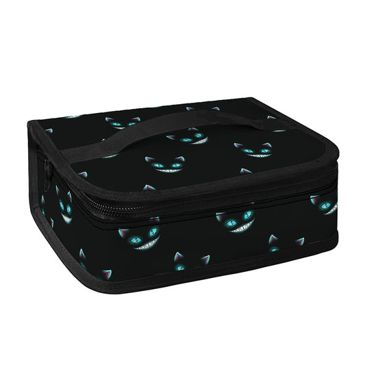 Black Cheshire Cat Pattern Print Small Lunch Bag