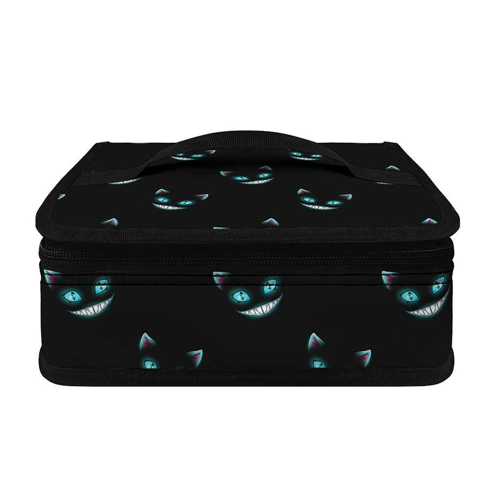 Black Cheshire Cat Pattern Print Small Lunch Bag