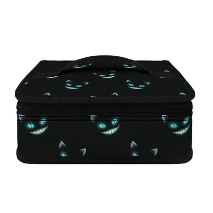 Black Cheshire Cat Pattern Print Small Lunch Bag