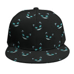 Black Cheshire Cat Pattern Print Snapback Cap