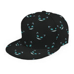 Black Cheshire Cat Pattern Print Snapback Cap