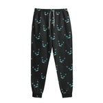 Black Cheshire Cat Pattern Print Sweatpants