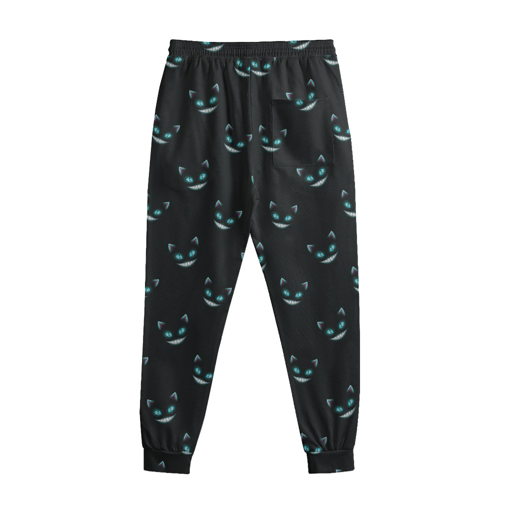 Black Cheshire Cat Pattern Print Sweatpants