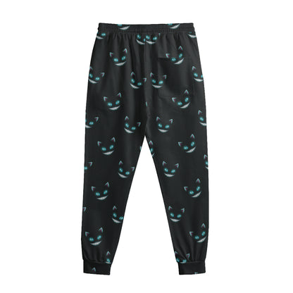 Black Cheshire Cat Pattern Print Sweatpants