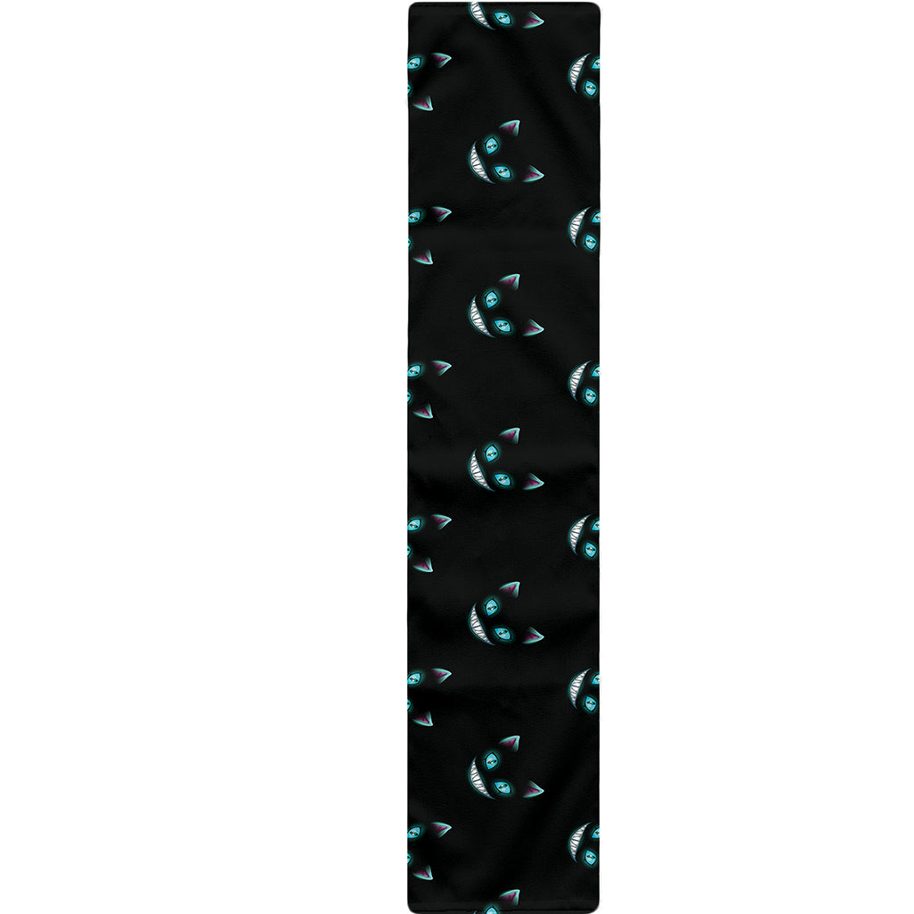 Black Cheshire Cat Pattern Print Table Runner